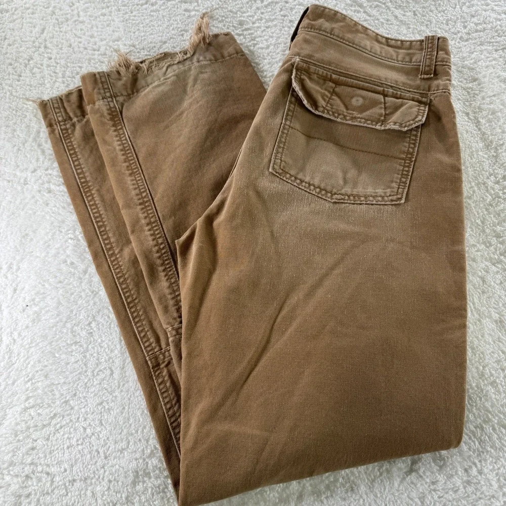 Eddie Bauer Pants Men's 34x32 Brown Canvas‎ Tan Beige Work Khaki Double Knee